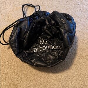 Arbonne Black Quilted drawstring makeup Bag